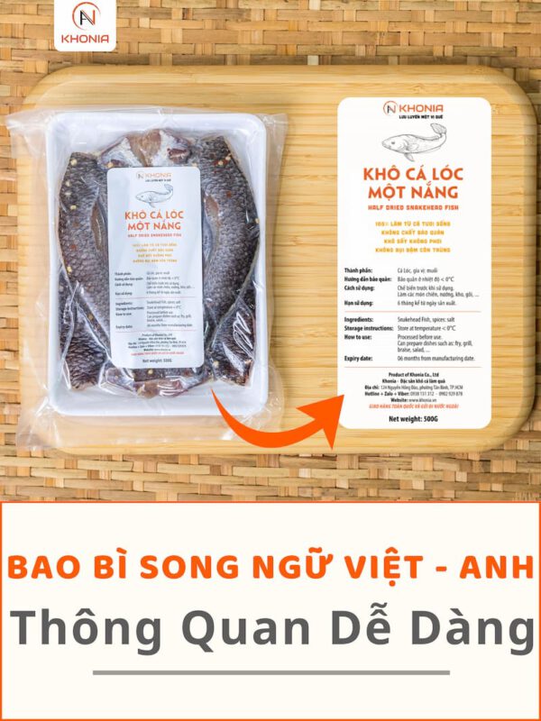 Khô Cá Lóc 1 Nắng ( Gói 500g ) 11 SONG NGỮ - CÁ LÓC 1N